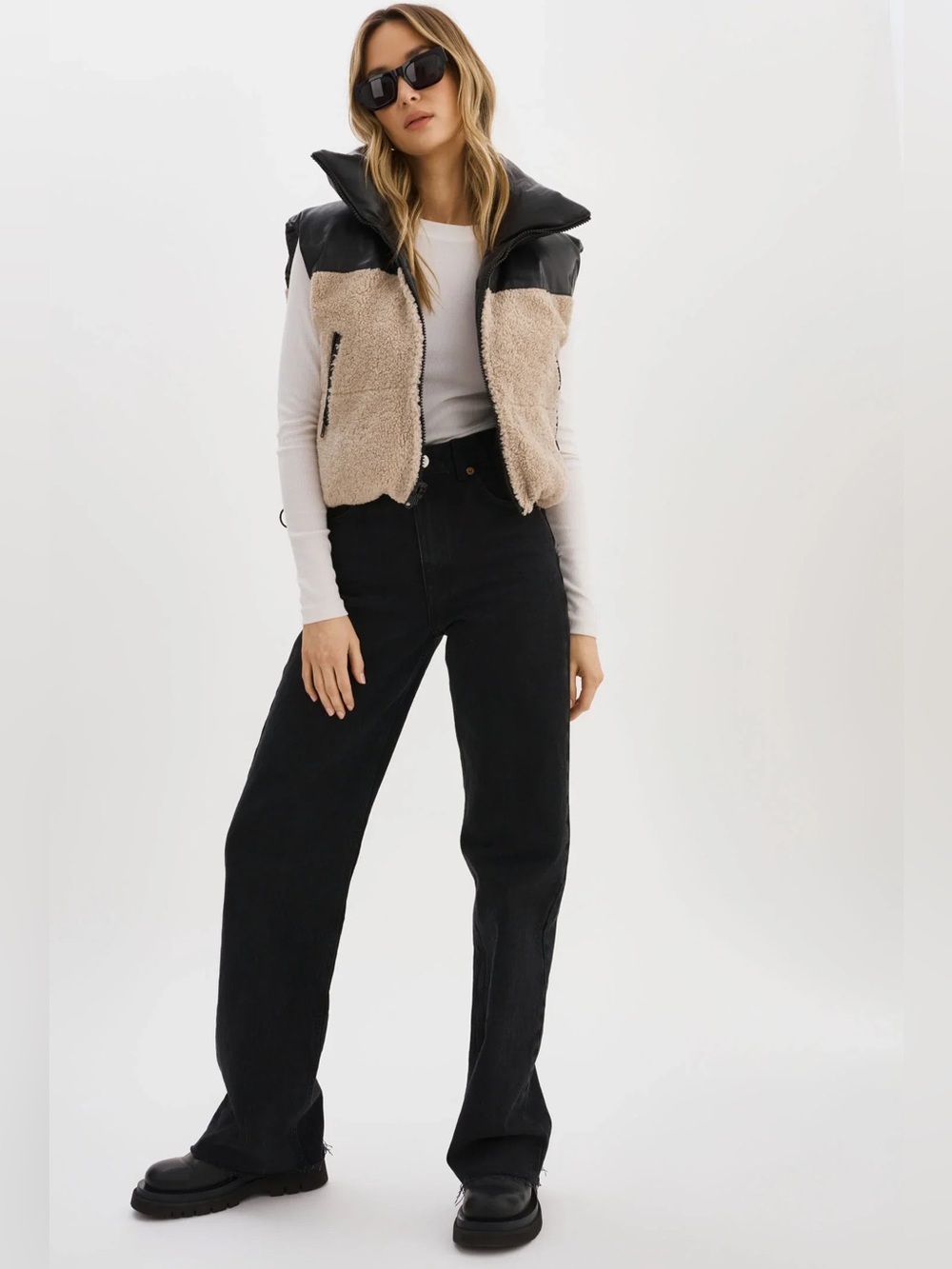 Steve Madden reversible‎ faux leather & fleece vest